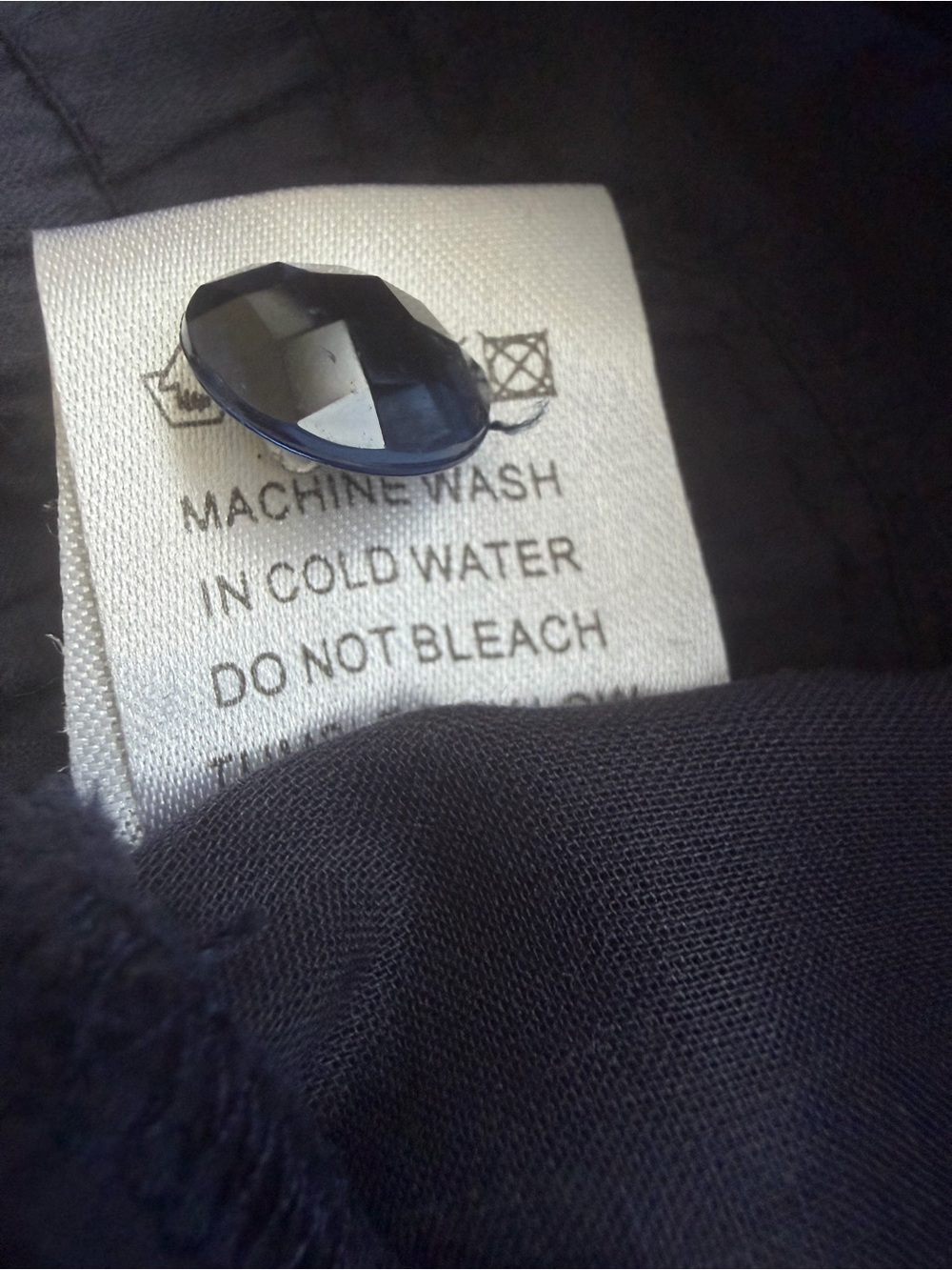 Lucy Paris Navy Rhinestone Ruched Button Up Shirt M Y2K - Picture 9 of 16